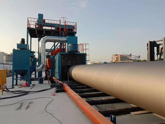 Steel Pipe And Tube Inner And Outer Walls Surface Cleaning Rust Remove Roller Conveyor System Shot/Sand Blasting Machine